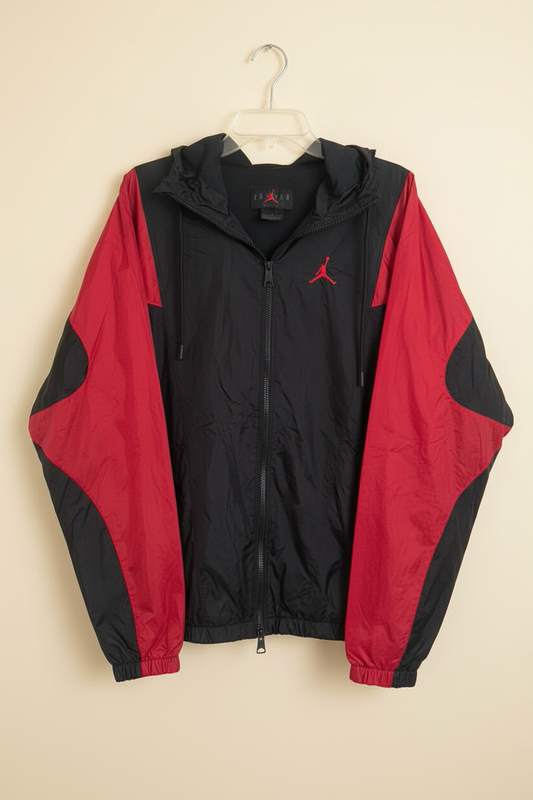 Jordan Men's Hooded Windbreaker Jacket | Black & Red | Size Medium