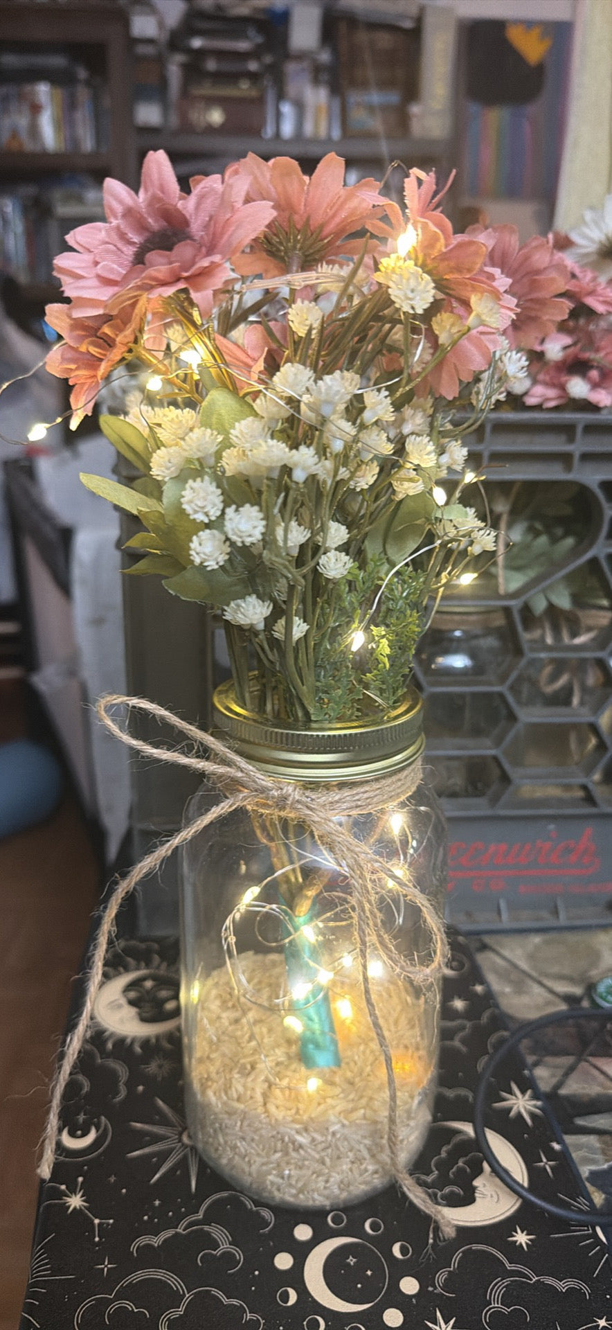 Rustic Mason Jar Floral Centerpieces with Fairy Lights 🌸✨