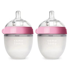 BPA-Free Silicone Baby Bottles (Green/Pink Pack)