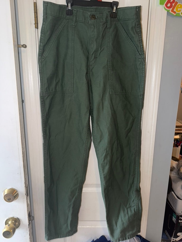 Stan Ray olive utility pants front view
