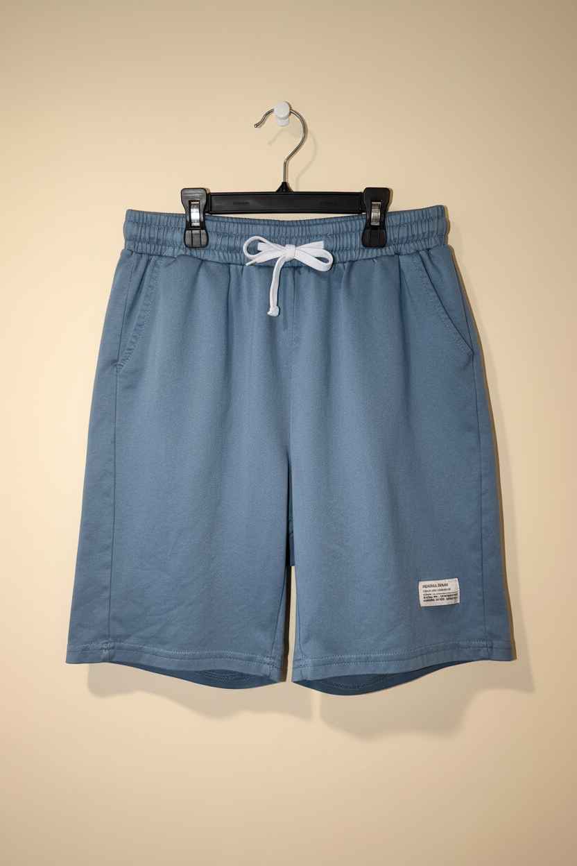 SHEIN Men's Light Blue Drawstring Shorts | Size Small