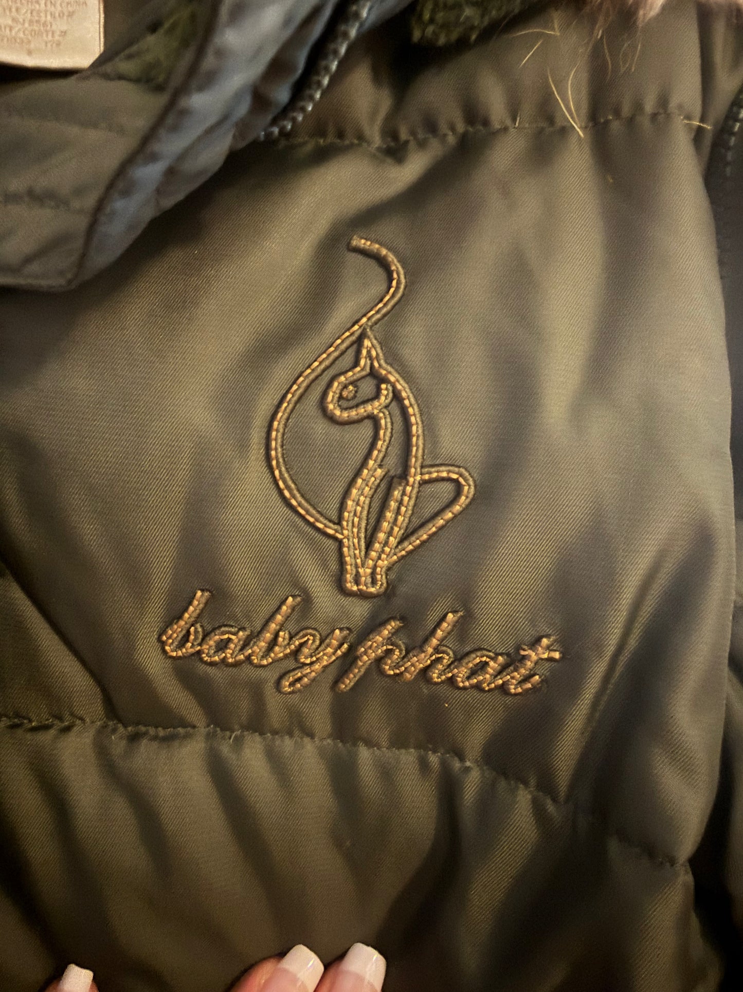Baby Phat Women's Convertible Puffer Jacket with Faux Fur Hood | Size Small