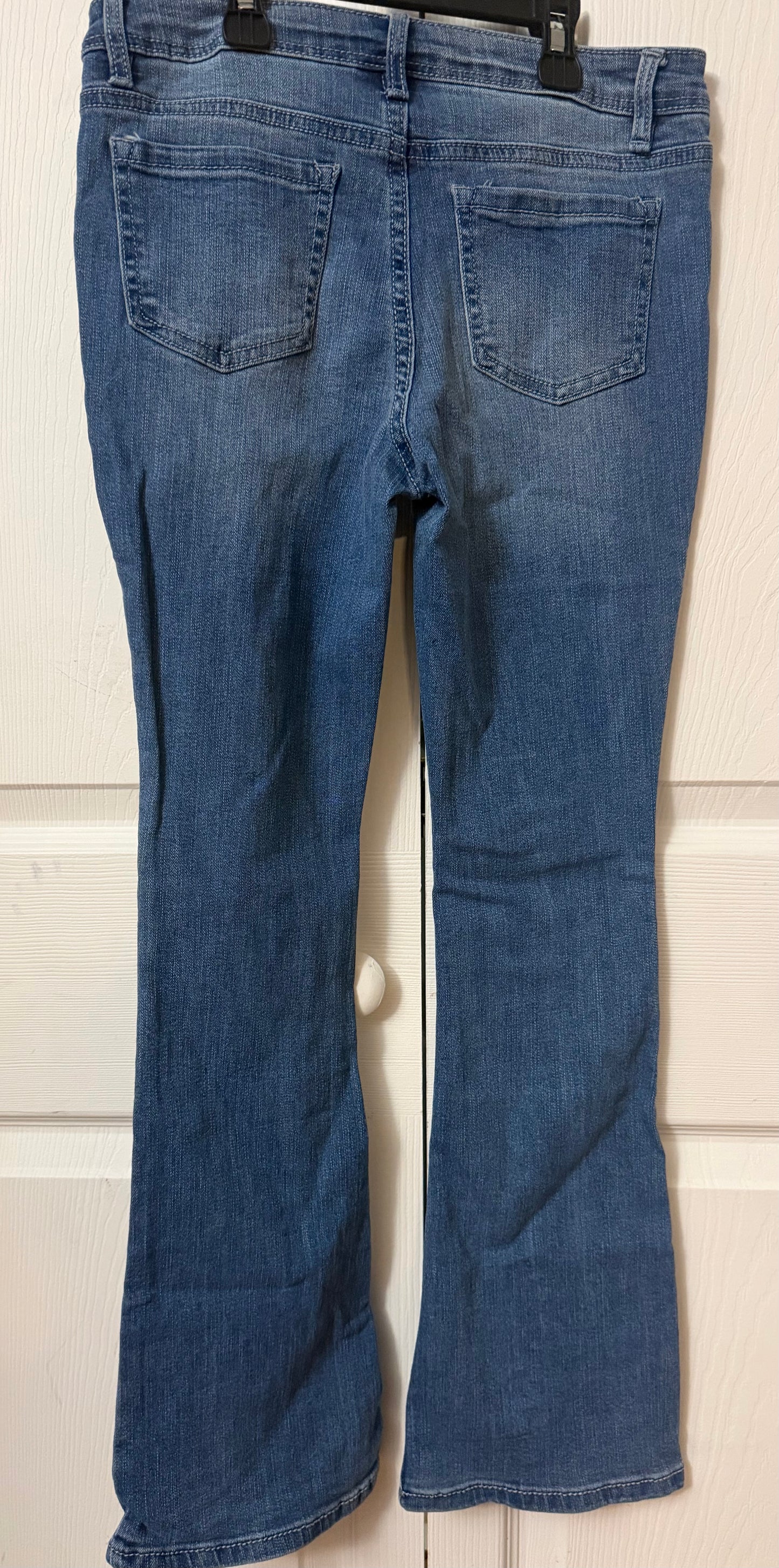Squeeze Girls Medium Wash Flare Jeans with Embroidered Flower Detail - Size 12