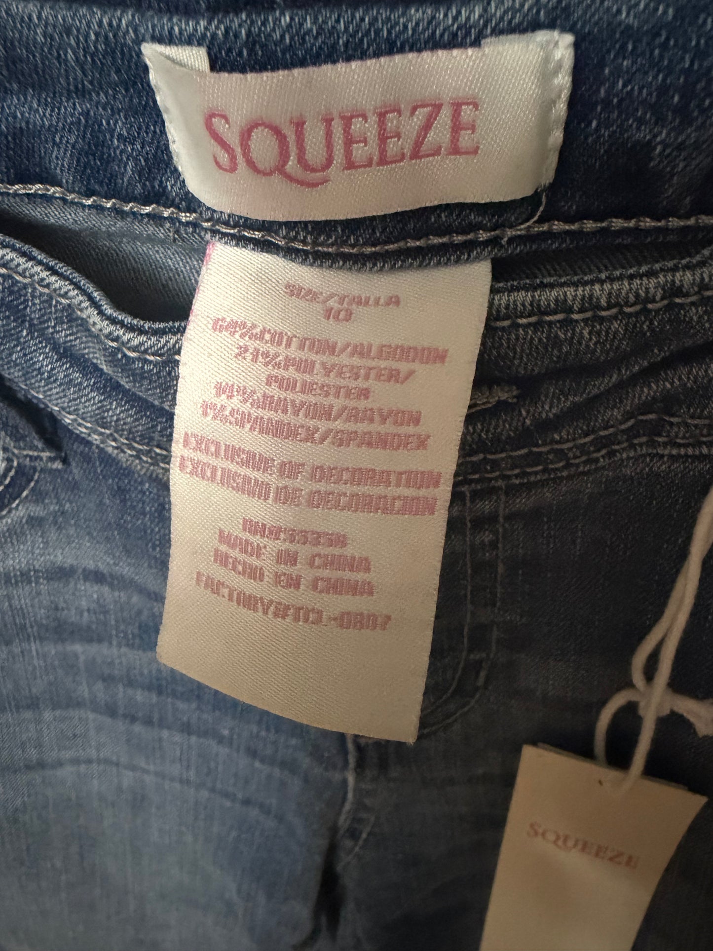 Squeeze Girls Medium Wash Flare Jeans with Embroidered Flower Detail - Size 10