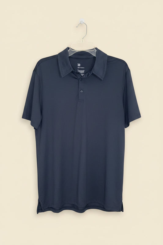 All in Motion slate blue performance polo shirt front view