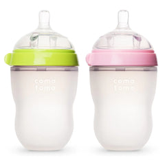 Comotomo Natural Feel Baby Bottles Green & Pink 250ml (8 oz)