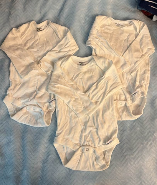 Gerber Baby 3-Pack Long Sleeve White Onesies - 6-9 Months