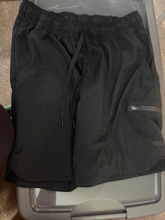 LEG3ND Men's Black Lightweight Athletic Shorts with Zipper Pocket - Size Small