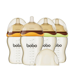 YOHKOH Baby Bottles - Newborn Wide Neck Baby Bottles with Slow Flow Breast-Like Nipple PPSU Anti-Colic Bottles Breastfeeding System (Multicolour 9.4oz (Pack of 4))